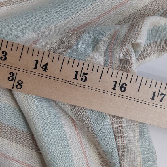 Vintage 80s Linen Blend Board Short Pastel Stripe Bermuda Shorts Beach Resort - Picture 11 of 12